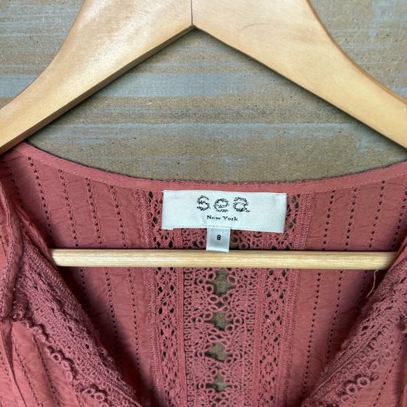 Sea New York Weatherly Pom Crochet Mini Dress Coral Preppy Boho Classic Womens 8 - Picture 4 of 6